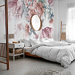Papier peint Motif floral vintage dans des teintes douces.