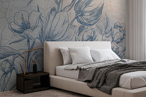 Dessin d'une fleur sur un mur Papier peint Dessin d'une fleur sur un mur