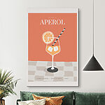 Tableaux Verre de jus d'orange avec une paille et une tranche d'orange