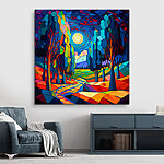 Tableaux Paysage coloré avec des arbres et un chemin