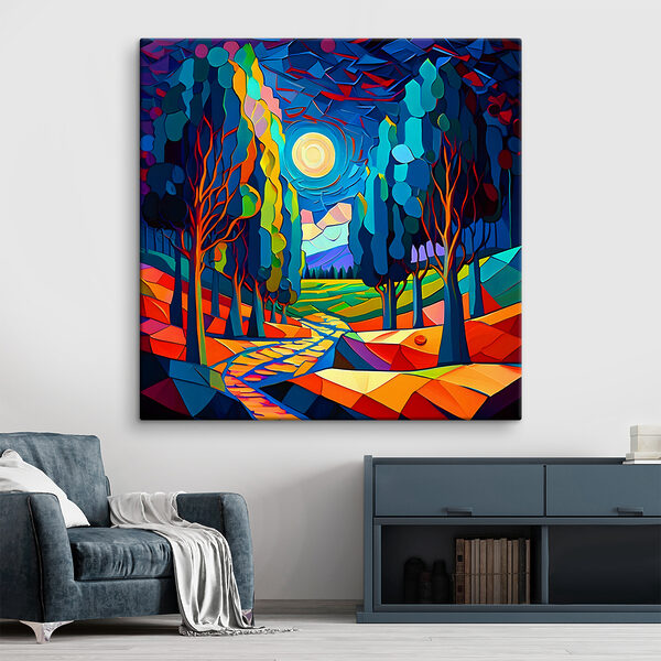 Paysage coloré avec des arbres et un chemin Tableaux Paysage coloré avec des arbres et un chemin