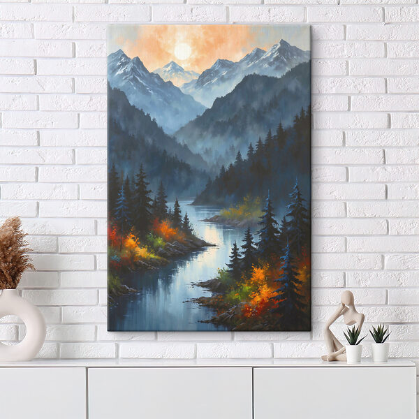 Peinture de montagnes et de soleil Tableaux Peinture de montagnes et de soleil
