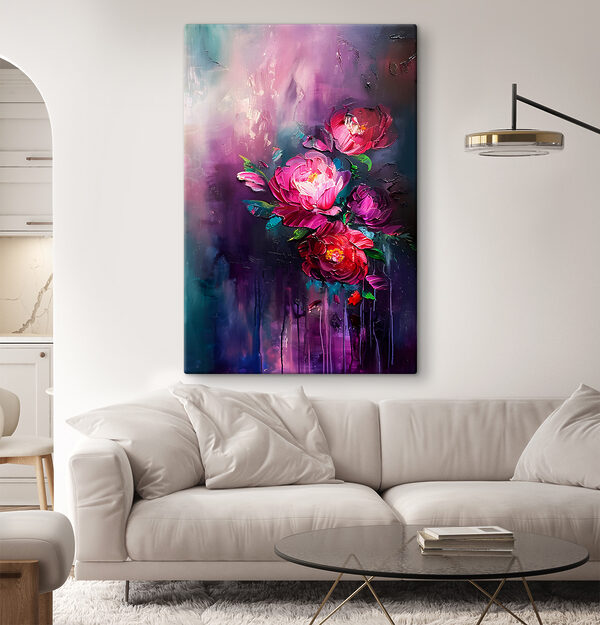 Fleurs éclatantes sur fond abstrait Tableaux Fleurs éclatantes sur fond abstrait