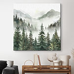 Tableaux Forêt brumeuse avec vue sur les montagnes