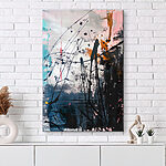 Tableaux Peinture noire et orange sur une surface blanche