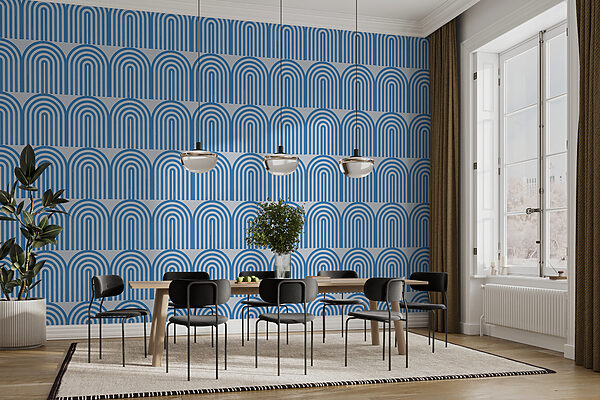 Papier peint Papier peint Motif bleu et blanc (UGS : w00484)