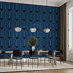 Papier peint Motif de lignes bleues sur fond noir