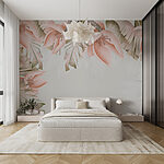Papier peint Bordure florale avec des pétales roses doux
