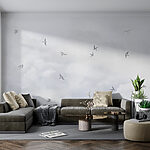 Papier peint Groupe d'oiseaux volant dans le ciel