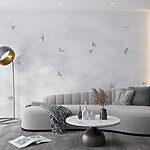 Papier peint Groupe d'oiseaux volant dans le ciel