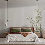 Papier peint Motif de bambou sur fond clair.