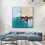 Tableaux Teintes abstraites de sarcelle et de beige
