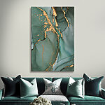 Tableaux Motif abstrait de tourbillons verts et orange