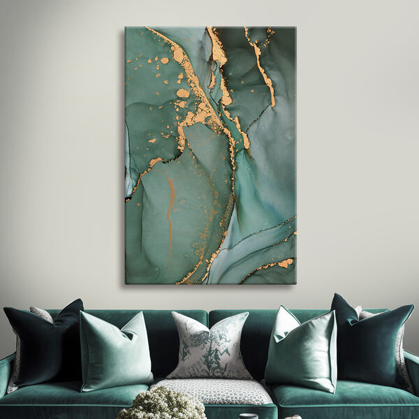Motif abstrait de tourbillons verts et orange Tableaux Motif abstrait de tourbillons verts et orange