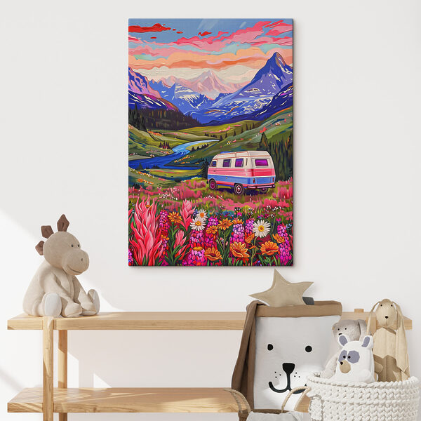 Van dans un paysage de montagne vibrant d'authenticité Tableaux Van dans un paysage de montagne vibrant d'authenticité