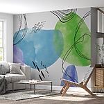 Papier peint Art vert et bleu