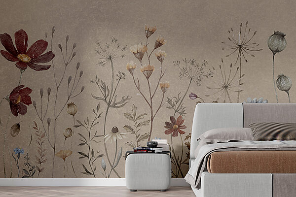 Jardin fantaisiste de fleurs délicates Papier peint Jardin fantaisiste de fleurs délicates