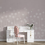 Papier peint Fleurs blanches sur fond gris