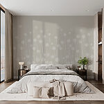 Papier peint Fleurs blanches sur fond gris