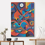 Tableaux Cercle blanc en bleu et rouge