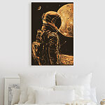 Tableaux Un astronaute contemple la surface lunaire