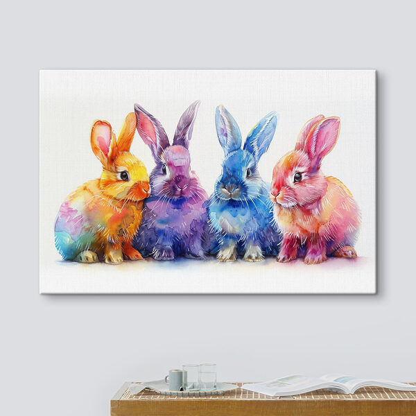 Groupe de lapins colorés Tableaux Groupe de lapins colorés