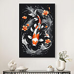 Tableaux Des poissons koï nagent avec des fleurs d'oranger.