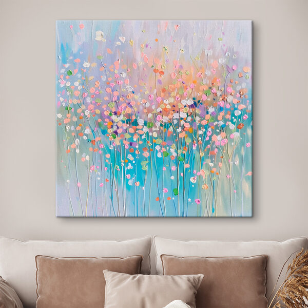 Peinture de fleurs sur fond bleu Tableaux Peinture de fleurs sur fond bleu