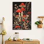 Tableaux Champignons à tête rouge dans un décor floral