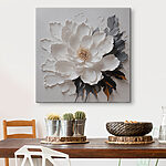 Tableaux Fleur blanche aux pétales texturés.