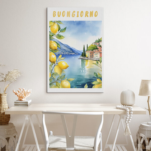Des citronniers au bord d'un lac serein Tableaux Des citronniers au bord d'un lac serein