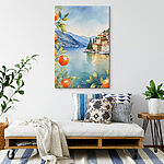 Tableaux Village lacustre avec orangers