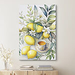Tableaux Citrons et thé parmi les feuilles.