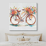 Tableaux Bicyclette ornée de fleurs éclatantes.