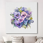Tableaux Bouquet de pensées à l'aquarelle.