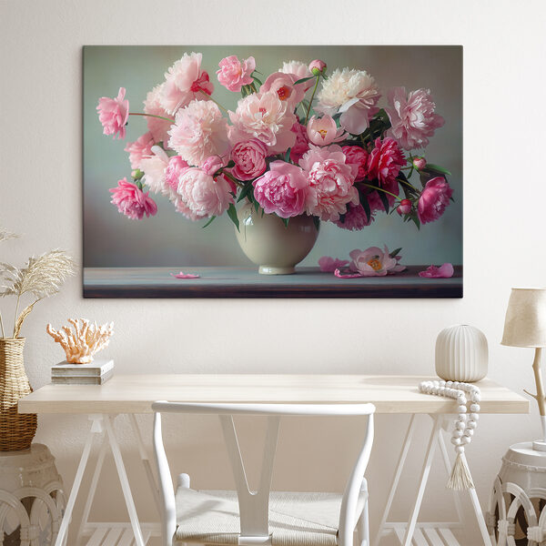 Vase rempli de fleurs roses Tableaux Vase rempli de fleurs roses