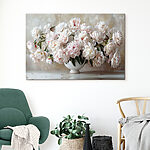 Tableaux Pivoines dans un vase en céramique blanche.