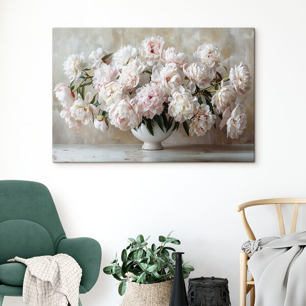 Pivoines dans un vase en céramique blanche Tableaux Pivoines dans un vase en céramique blanche