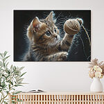 Tableaux Chaton jouant avec une pelote de laine.