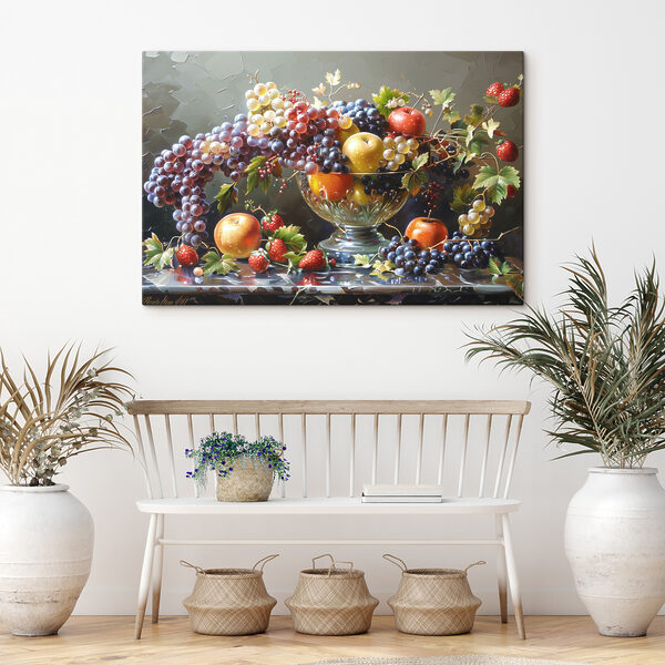 Abondance de fruits dans une coupe en cristal Tableaux Abondance de fruits dans une coupe en cristal