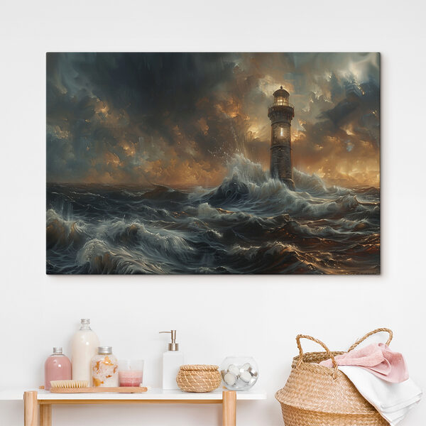 Le phare domine les vagues de la tempête Tableaux Le phare domine les vagues de la tempête