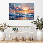 Tableaux Peinture de vagues s'écrasant sur une plage
