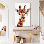 Tableaux Girafe portant des lunettes jaunes