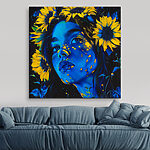 Tableaux Femme avec des tournesols dans les cheveux