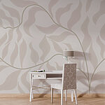 Papier peint Motif de feuilles sur fond blanc