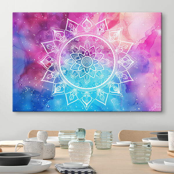 Mandala blanc sur fond coloré Tableaux Mandala blanc sur fond coloré
