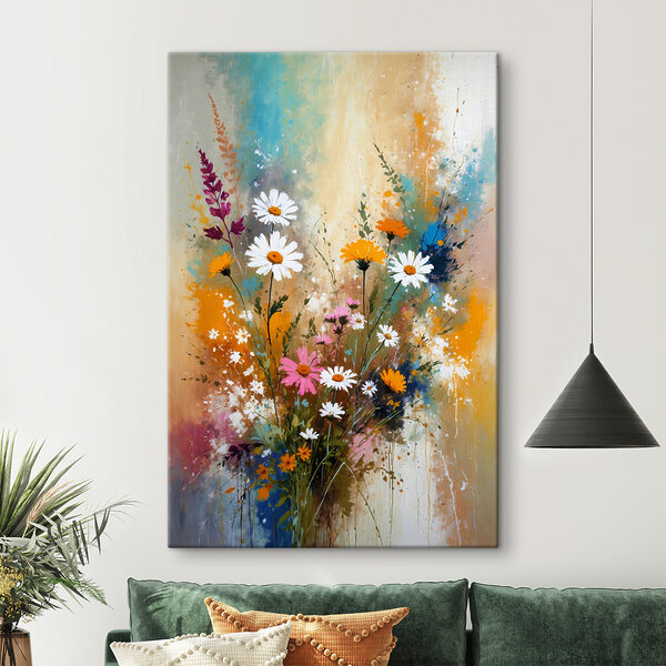 Chef-d'œuvre floral vibrant avec des éclaboussures Tableaux Chef-d'œuvre floral vibrant avec des éclaboussures