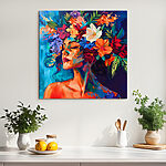 Tableaux Peinture d'une femme avec des fleurs dans les cheveux