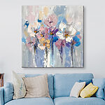Tableaux Fleurs colorées sur toile texturée.