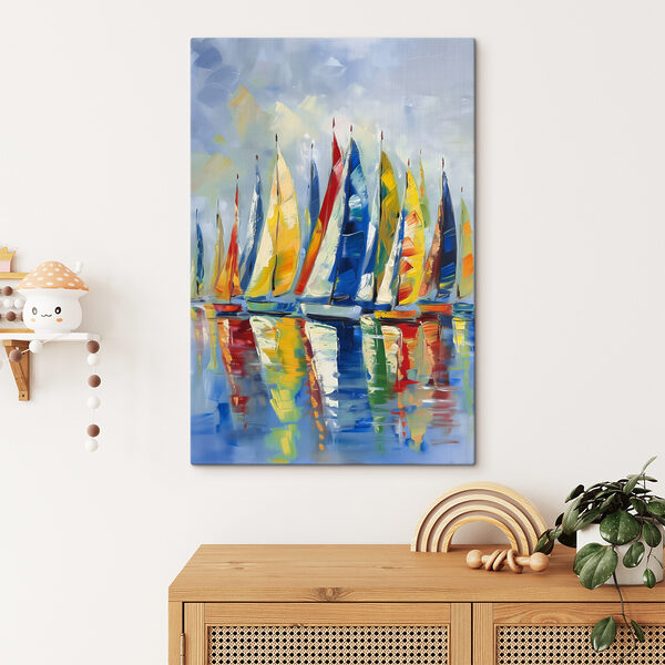Des voiles colorées sur une mer calme Tableaux Des voiles colorées sur une mer calme